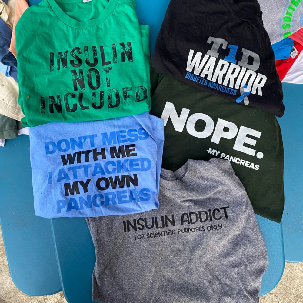 Type 1 Diabetes- Type 1 Diabetic, T1D Kids T-Shirts Set-Green, Gray, Black, Blue